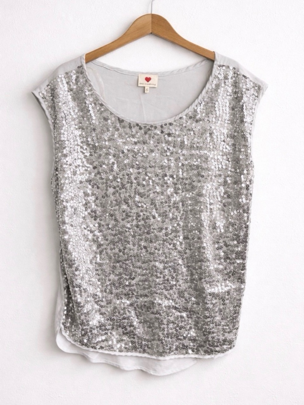 one clothing Light Gray Sequin-Trim Tank